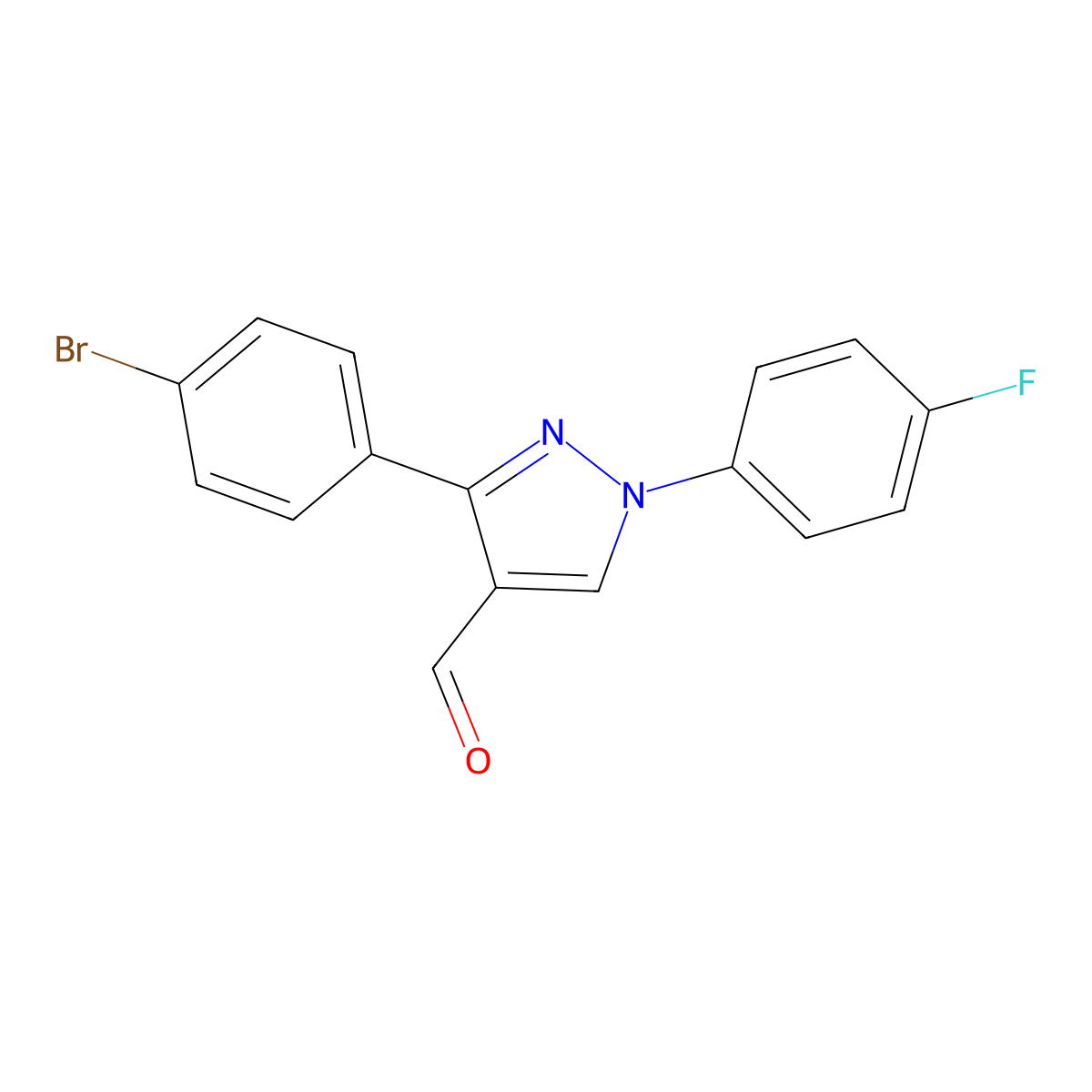 3-(4-Bromophenyl)-1-(4-fluorophenyl)-1H-pyrazole-4-carbaldehyde molecular structure, CAS 618098-58-1