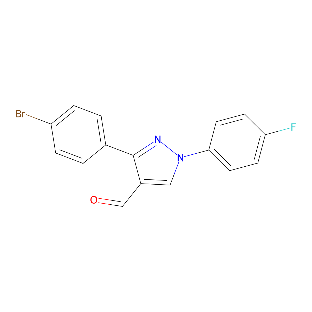 3-(4-Bromophenyl)-1-(4-fluorophenyl)-1H-pyrazole-4-carbaldehyde molecular structure, CAS 618098-58-1