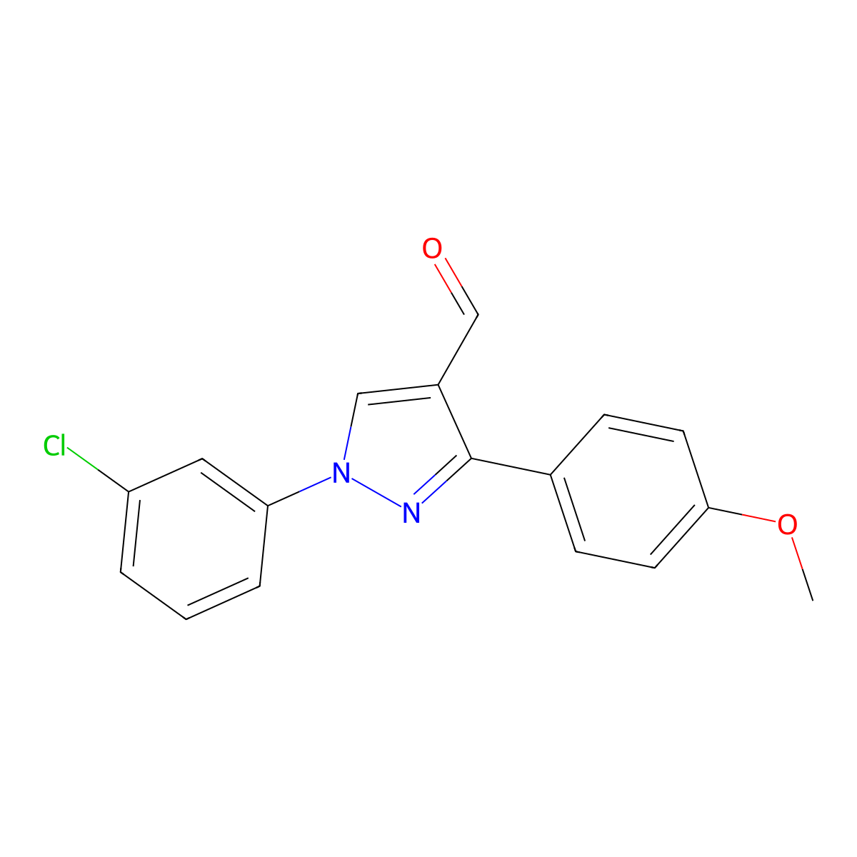 1-(3-Chlorophenyl)-3-(4-methoxyphenyl)-1H-pyrazole-4-carboxaldehyde molecular structure, CAS 618098-67-2