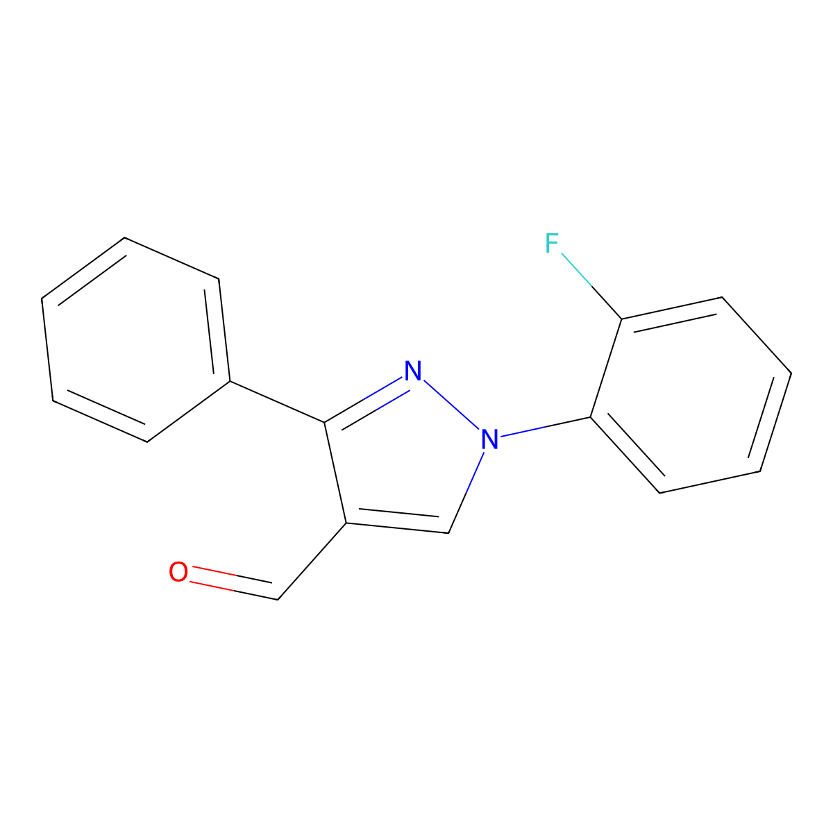 1-(2-fluorophenyl)-3-phenyl-1H-pyrazole-4-carbaldehyde molecular structure, CAS 618098-68-3