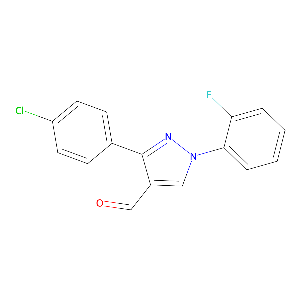 3-(4-Chlorophenyl)-1-(2-fluorophenyl)-1H-pyrazole-4-carbaldehyde molecular structure, CAS 618098-70-7