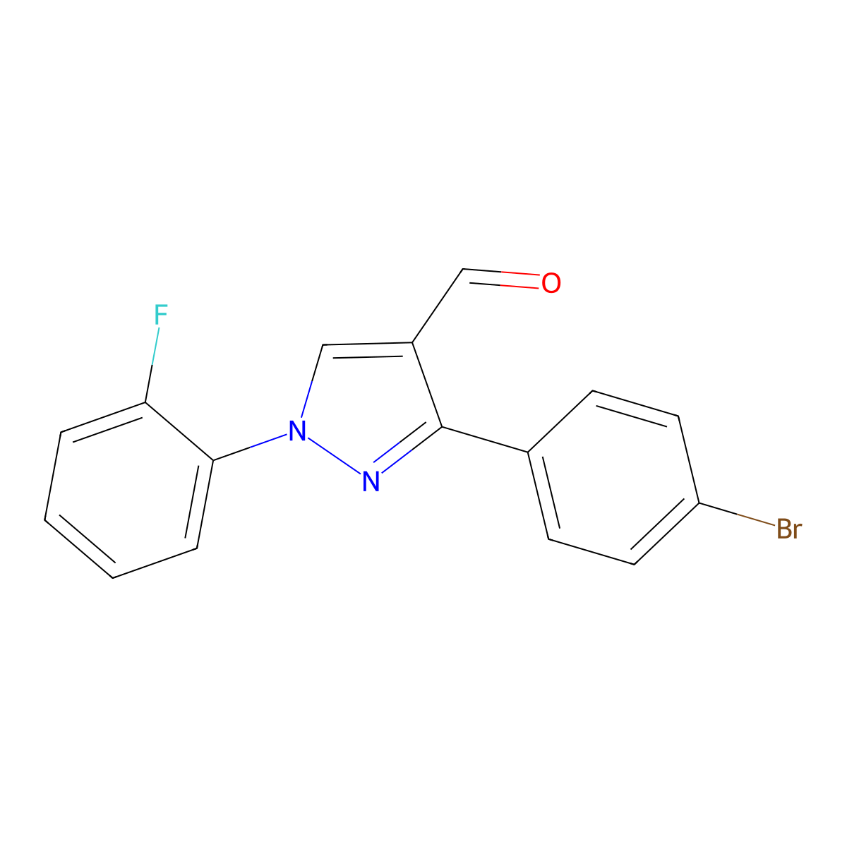 3-(4-Bromophenyl)-1-(2-fluorophenyl)-1H-pyrazole-4-carbaldehyde molecular structure, CAS 618098-71-8