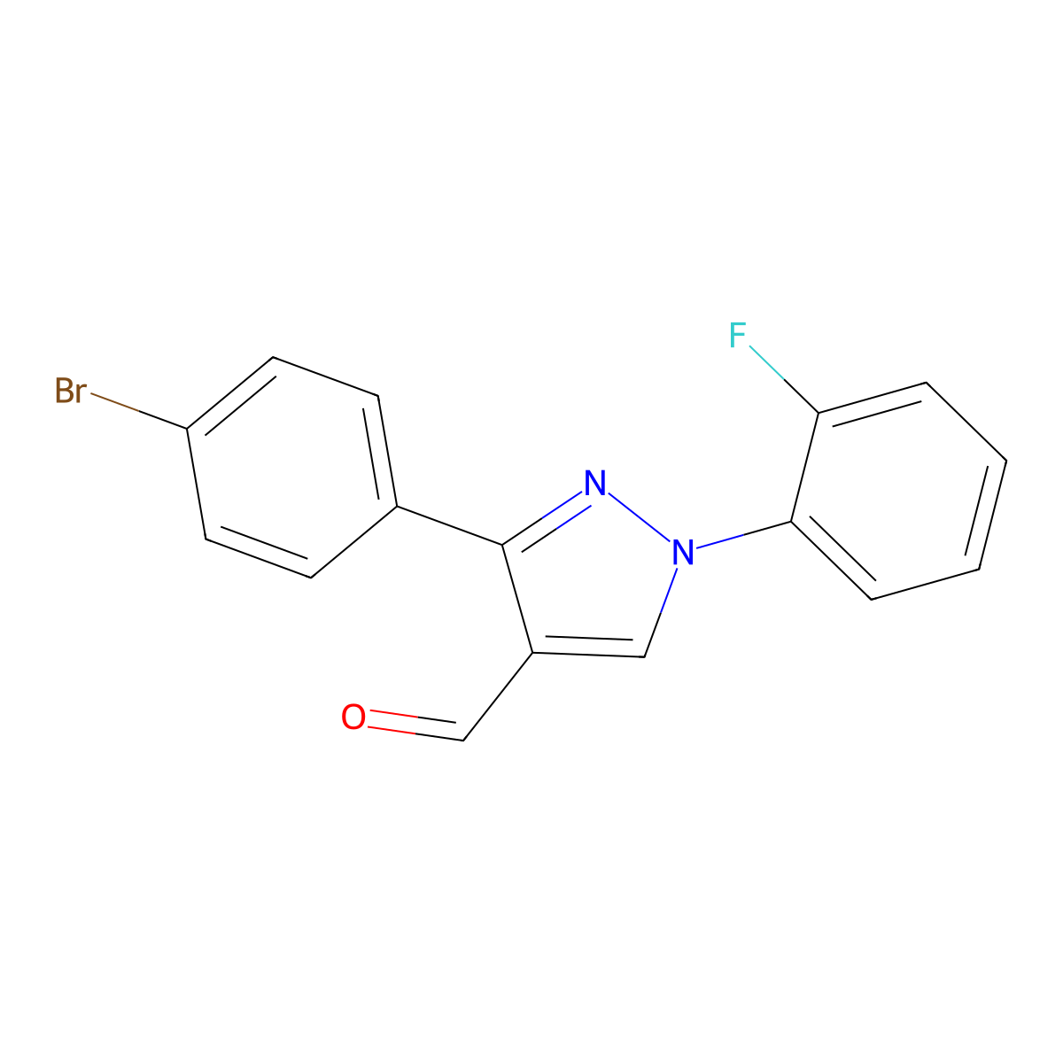 3-(4-Bromophenyl)-1-(2-fluorophenyl)-1H-pyrazole-4-carbaldehyde molecular structure, CAS 618098-71-8