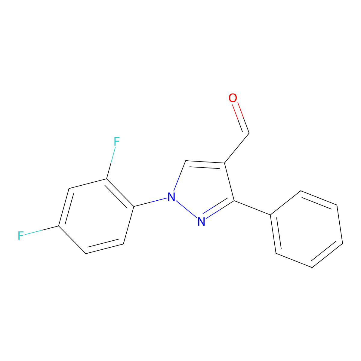 1-(2,4-Difluorophenyl)-3-phenyl-1H-pyrazole-4-carbaldehyde molecular structure, CAS 618098-74-1