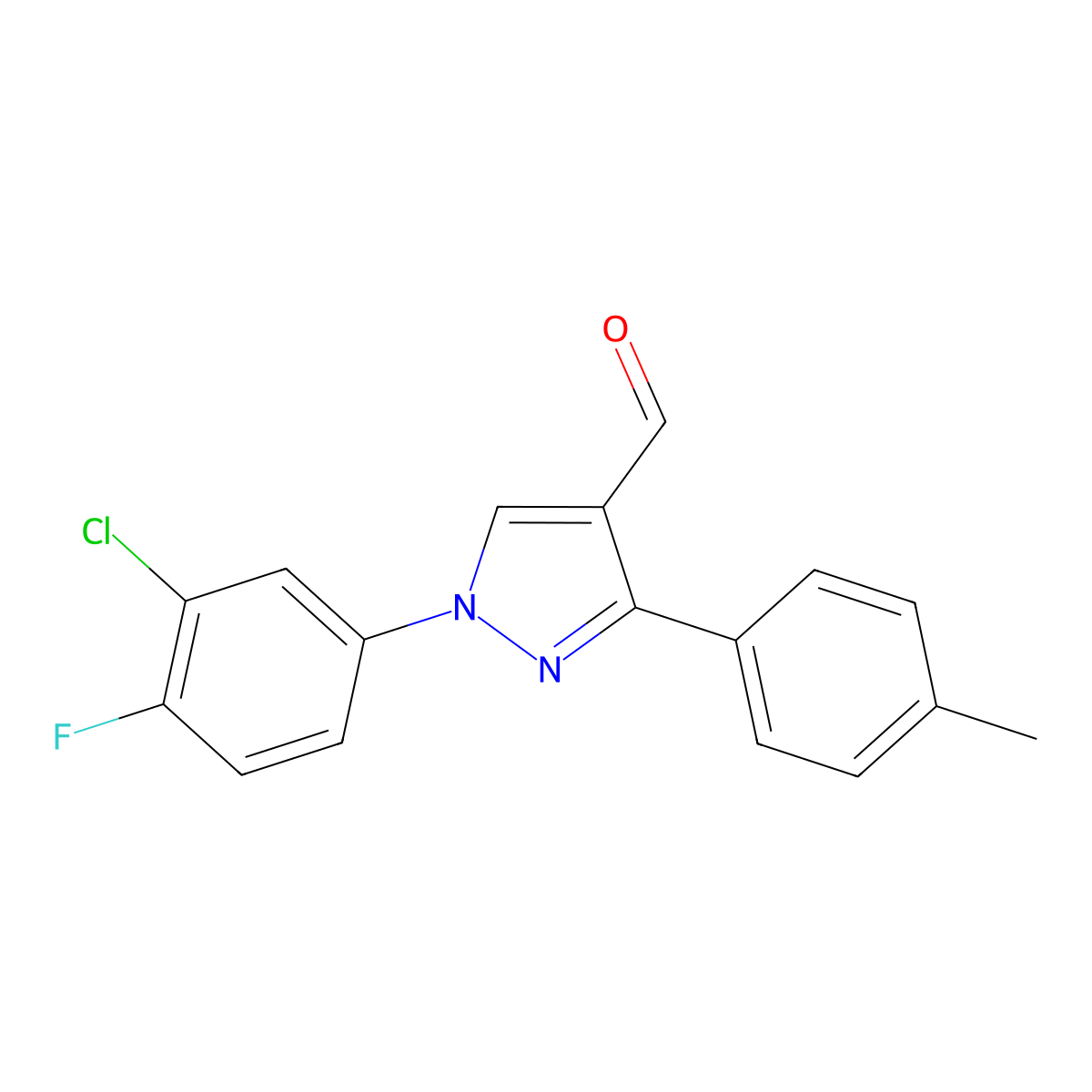 1-(3-Chloro-4-fluorophenyl)-3-(4-methylphenyl)-1H-pyrazole-4-carbaldehyde molecular structure, CAS 618098-81-0