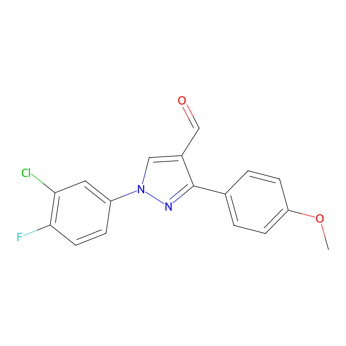 1-(3-Chloro-4-fluorophenyl)-3-(4-methoxyphenyl)-1H-pyrazole-4-carbaldehyde molecular structure, CAS 618098-85-4