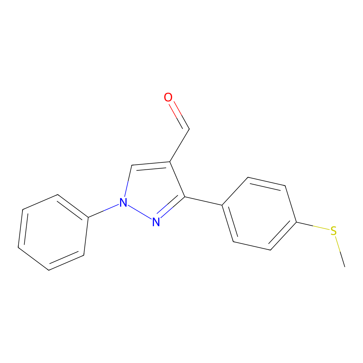 3-(4-(Methylsulfanyl)phenyl)-1-phenyl-1H-pyrazole-4-carbaldehyde molecular structure, CAS 618098-86-5
