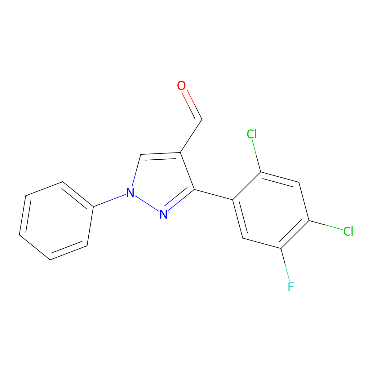 3-(2,4-Dichloro-5-fluorophenyl)-1-phenyl-1H-pyrazole-4-carbaldehyde molecular structure, CAS 618098-87-6