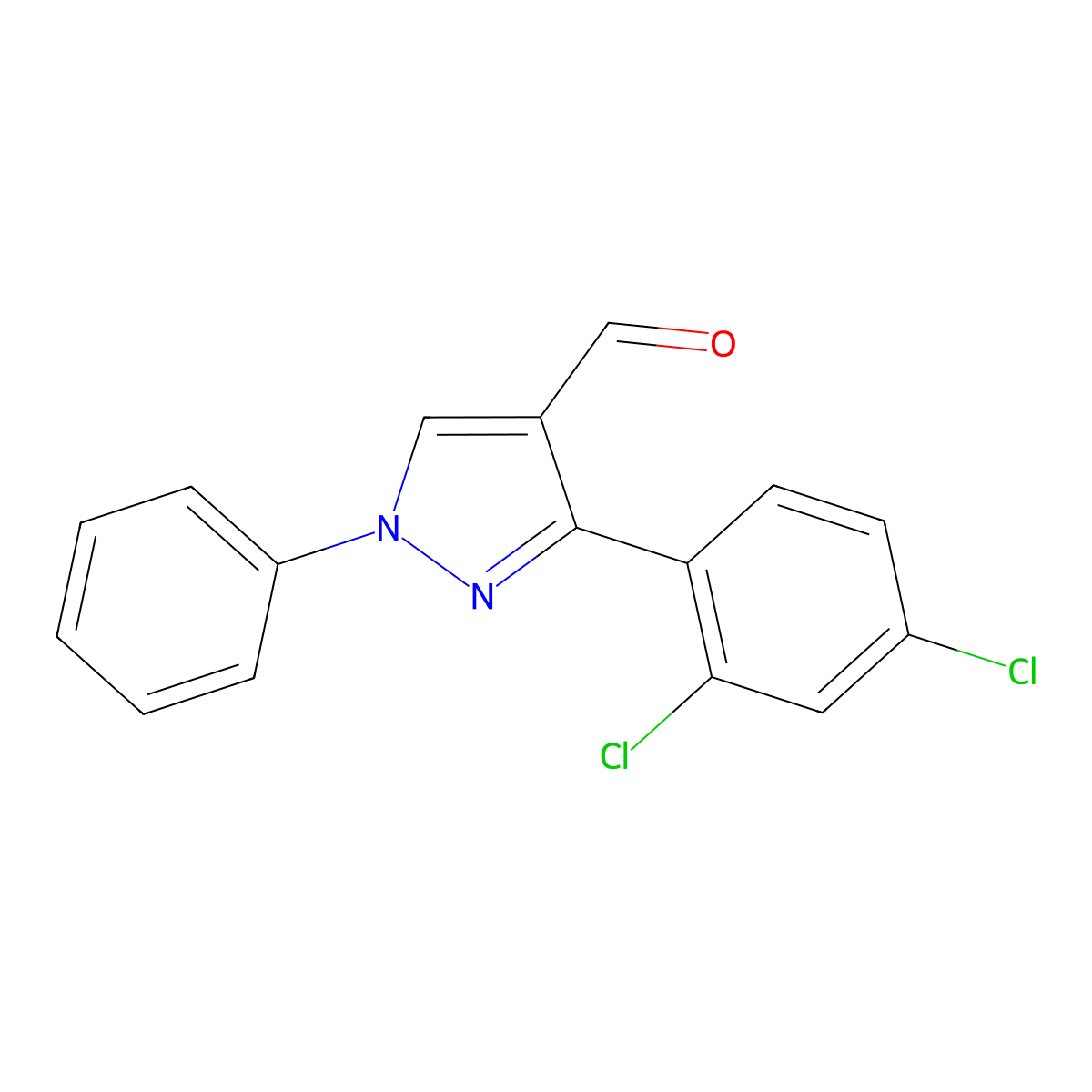 3-(2,4-Dichlorophenyl)-1-phenyl-1H-pyrazole-4-carboxaldehyde molecular structure, CAS 618098-88-7