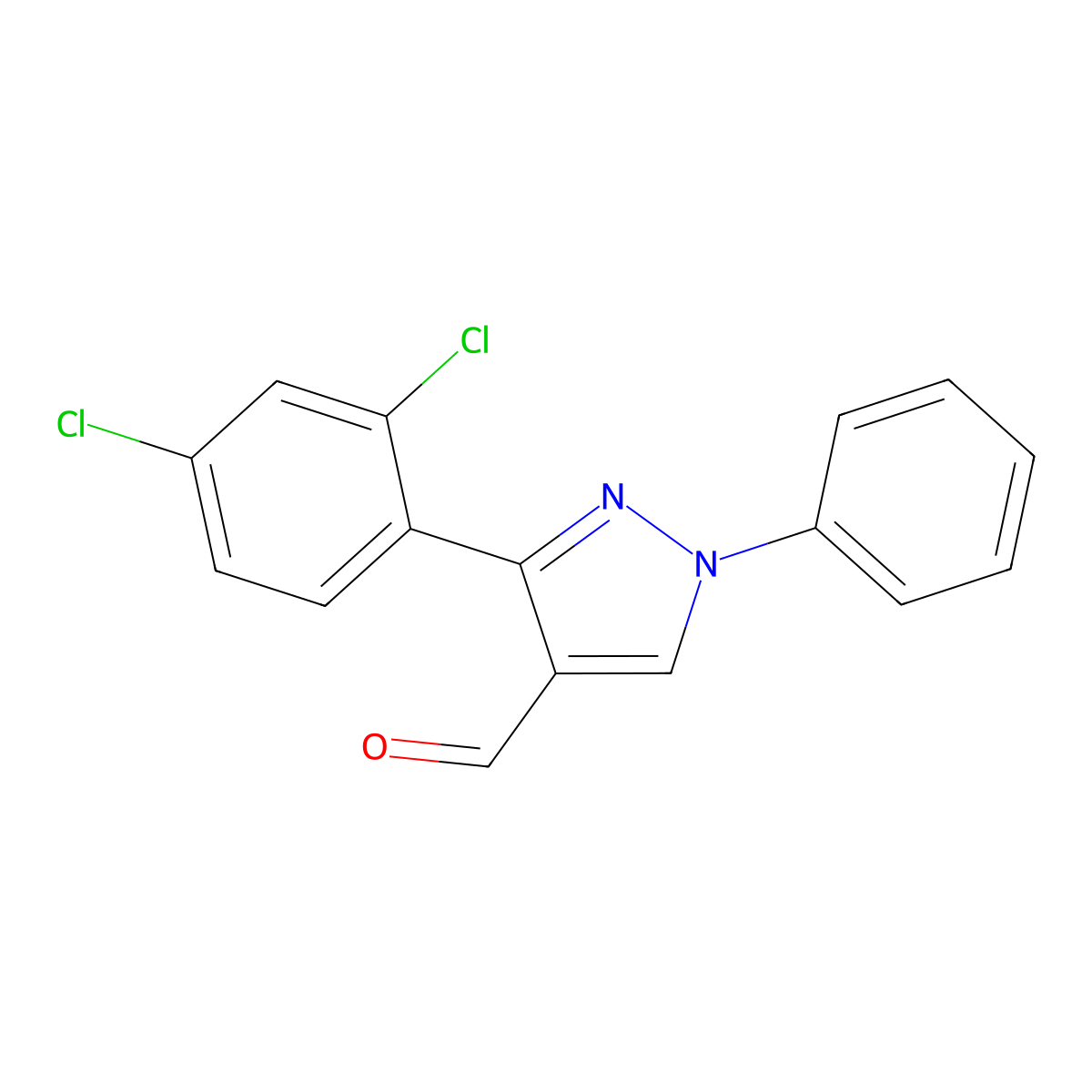 3-(2,4-Dichlorophenyl)-1-phenyl-1H-pyrazole-4-carboxaldehyde molecular structure, CAS 618098-88-7