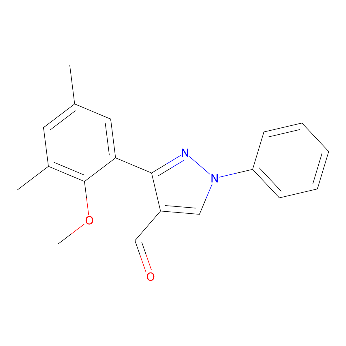 3-(2-Methoxy-3,5-dimethylphenyl)-1-phenyl-1H-pyrazole-4-carbaldehyde molecular structure, CAS 618098-89-8