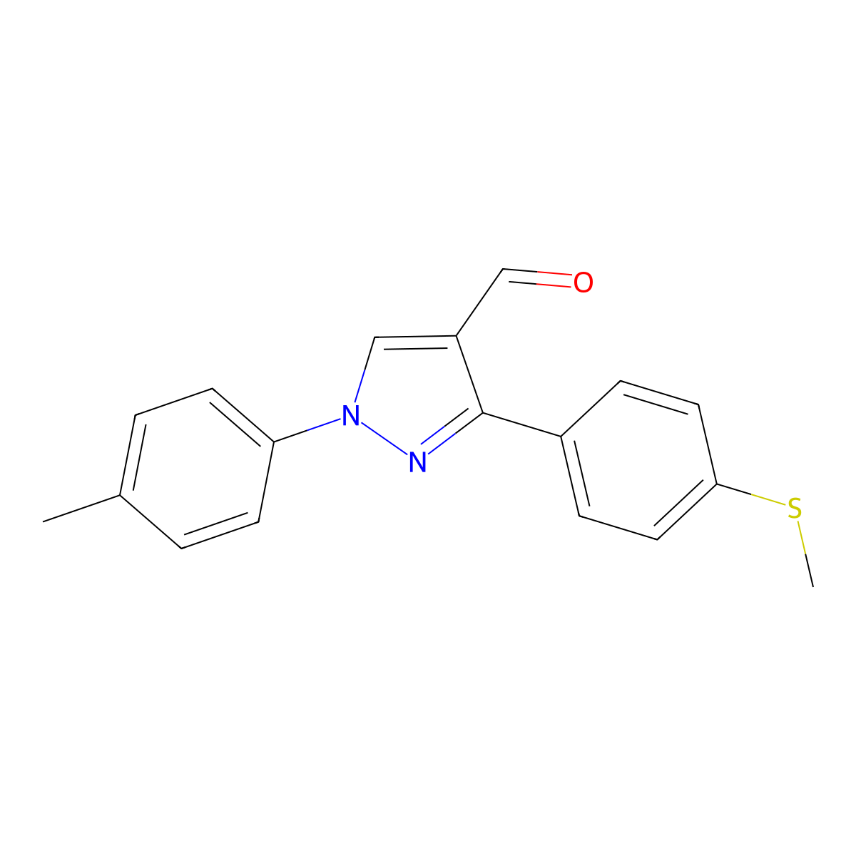 1-(4-Methylphenyl)-3-[4-(methylsulfanyl)phenyl]-1H-pyrazole-4-carbaldehyde molecular structure, CAS 618098-90-1