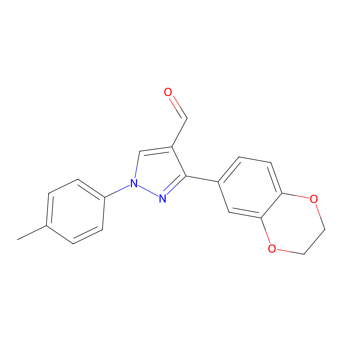3-(2,3-Dihydro-1,4-benzodioxin-6-YL)-1-(4-methylphenyl)-1H-pyrazole-4-carbaldehyde molecular structure, CAS 618098-94-5