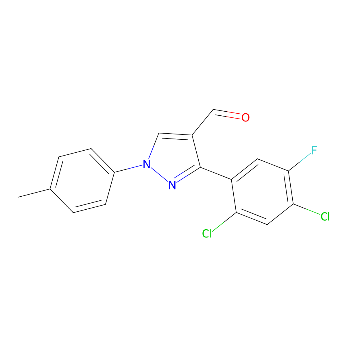 3-(2,4-Dichloro-5-fluorophenyl)-1-(4-methylphenyl)-1H-pyrazole-4-carbaldehyde molecular structure, CAS 618098-95-6