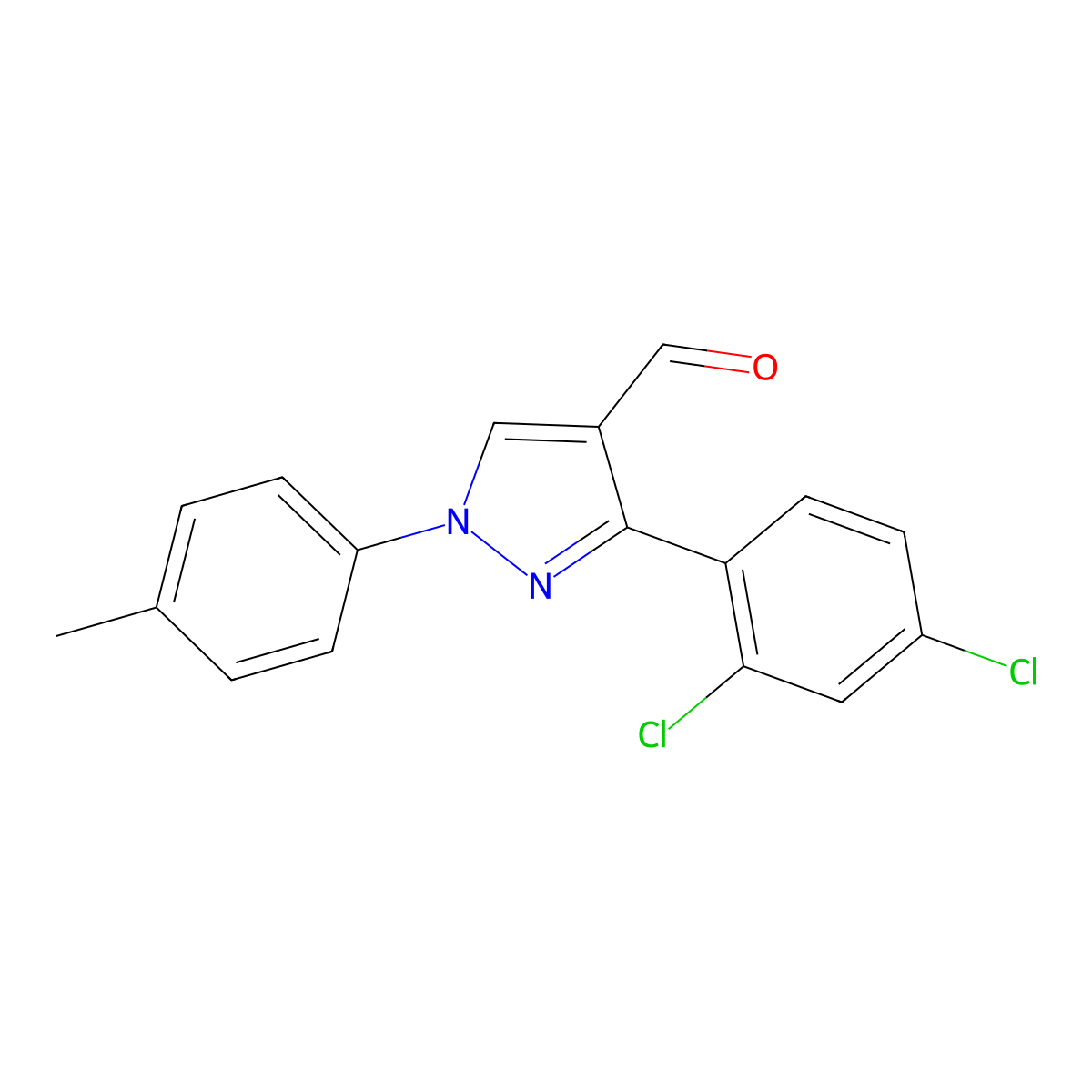 3-(2,4-Dichlorophenyl)-1-(4-methylphenyl)-1H-pyrazole-4-carbaldehyde molecular structure, CAS 618098-96-7
