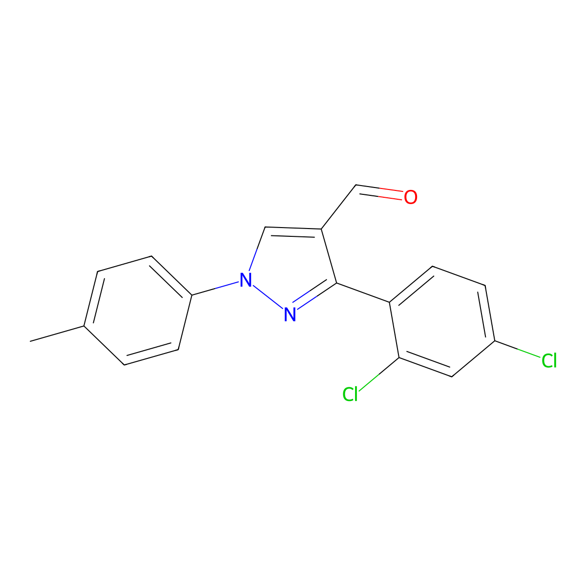 3-(2,4-Dichlorophenyl)-1-(4-methylphenyl)-1H-pyrazole-4-carbaldehyde molecular structure, CAS 618098-96-7