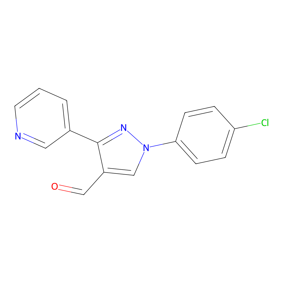 1-(4-Chlorophenyl)-3-(pyridin-3-YL)-1H-pyrazole-4-carbaldehyde molecular structure, CAS 618099-00-6
