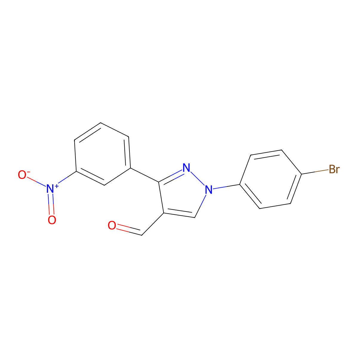 1-(4-Bromophenyl)-3-(3-nitrophenyl)-1H-pyrazole-4-carboxaldehyde molecular structure, CAS 618099-03-9