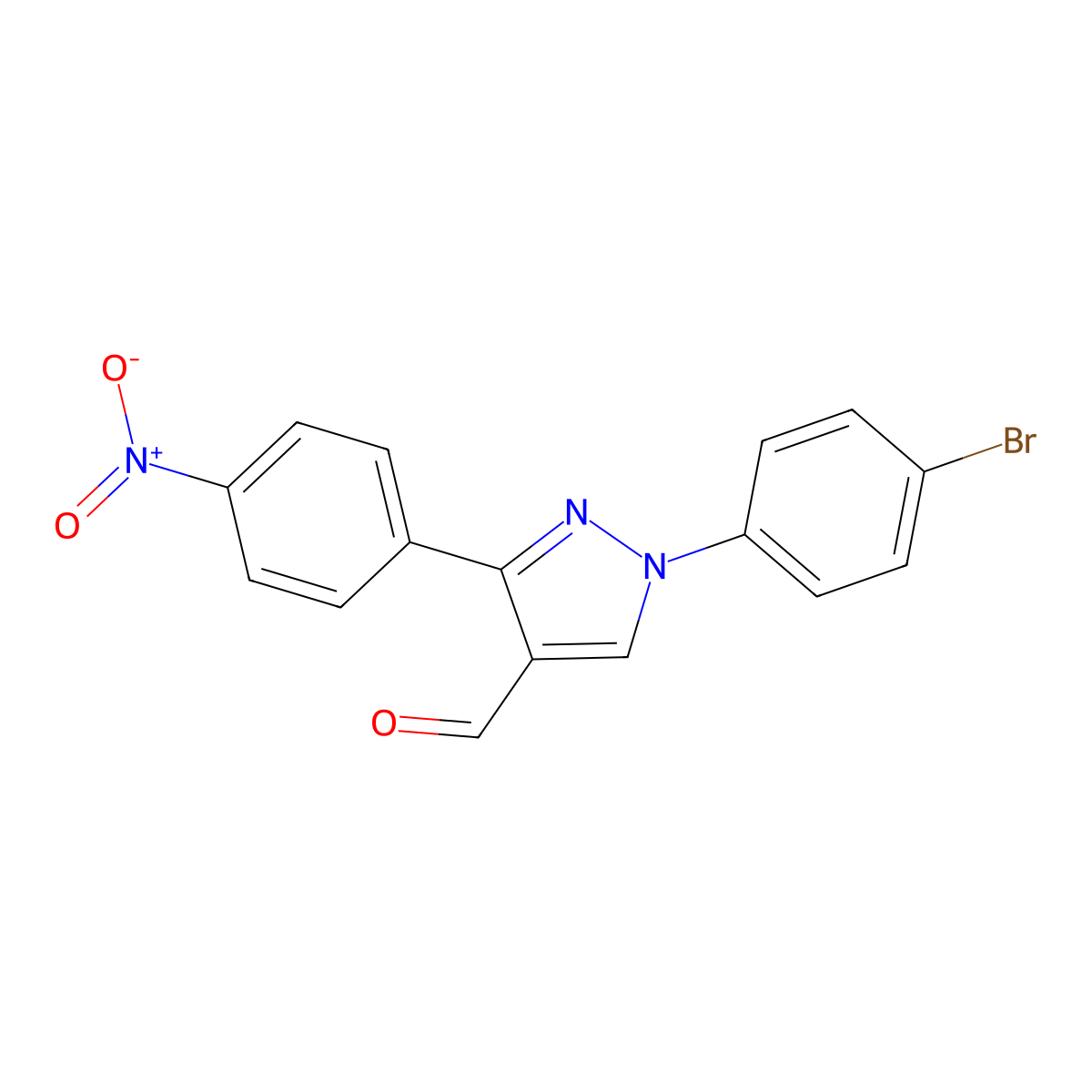 1-(4-Bromophenyl)-3-(4-nitrophenyl)-1H-pyrazole-4-carbaldehyde molecular structure, CAS 618099-04-0