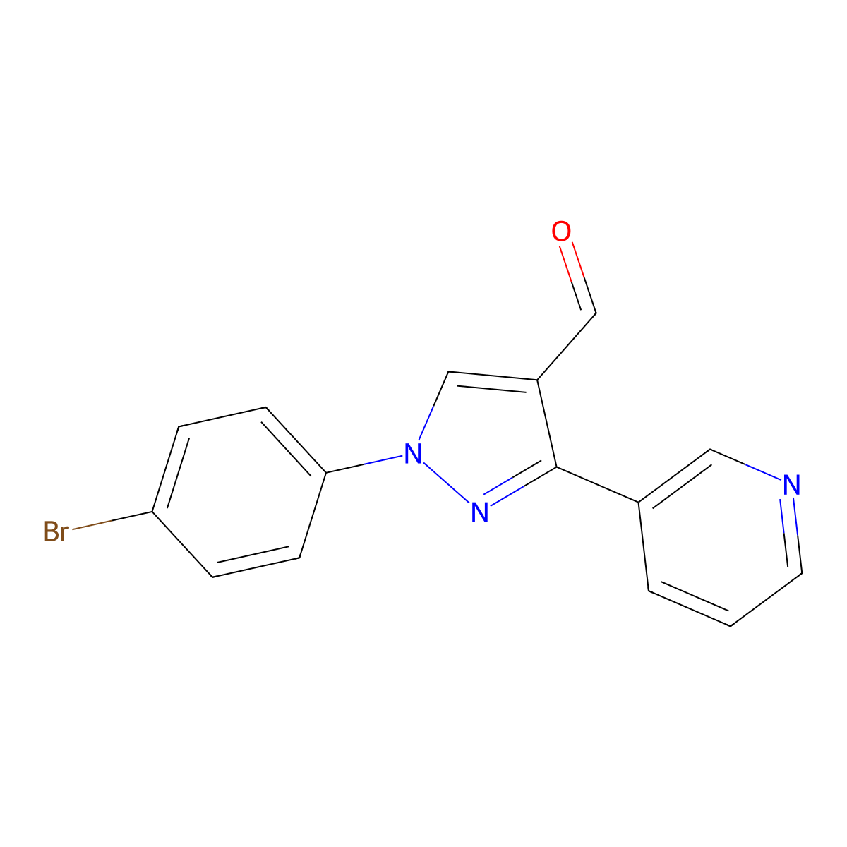 1-(4-Bromophenyl)-3-(pyridin-3-YL)-1H-pyrazole-4-carbaldehyde molecular structure, CAS 618099-05-1