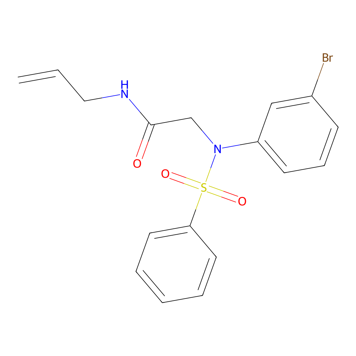 2-[N-(benzenesulfonyl)-3-bromoanilino]-N-prop-2-enylacetamide molecular structure, CAS 6181-43-7