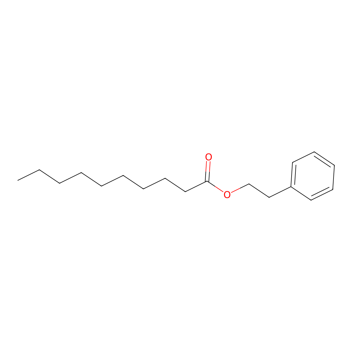 Phenethyl decanoate molecular structure, CAS 61810-55-7