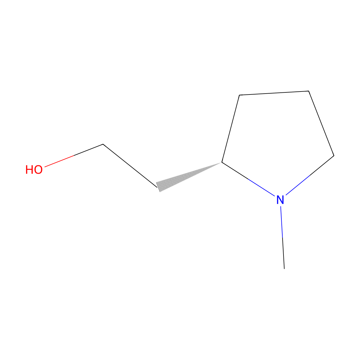 1-Methyl-2-pyrrolidineethanol, (2S)- molecular structure, CAS 61810-78-4