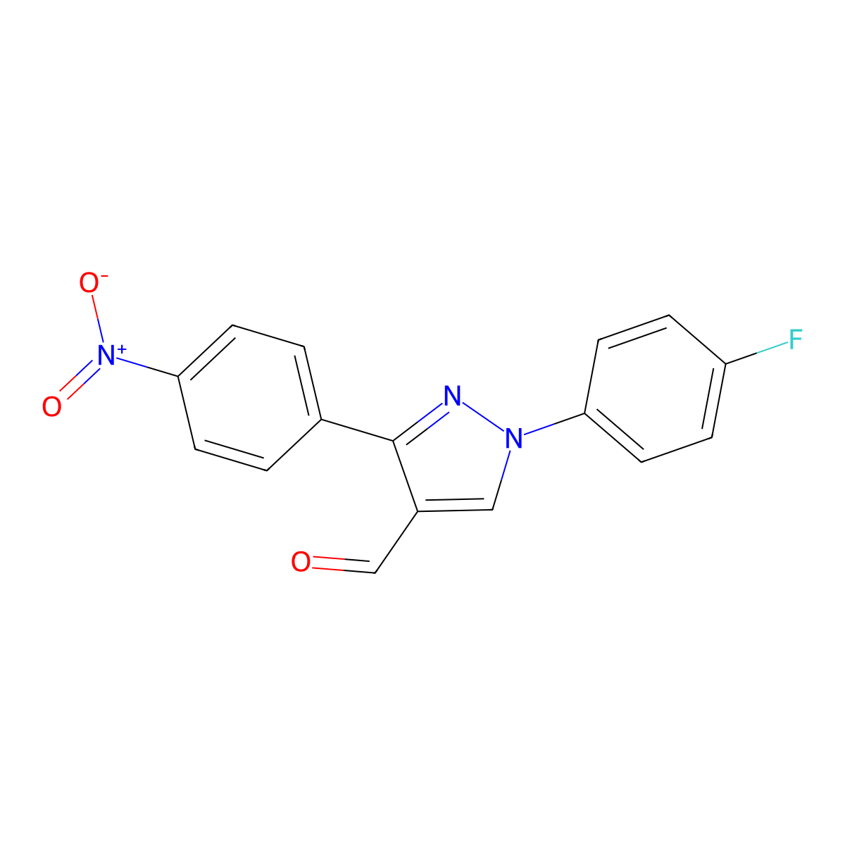 1-(4-Fluorophenyl)-3-(4-nitrophenyl)-1H-pyrazole-4-carbaldehyde molecular structure, CAS 618101-62-5