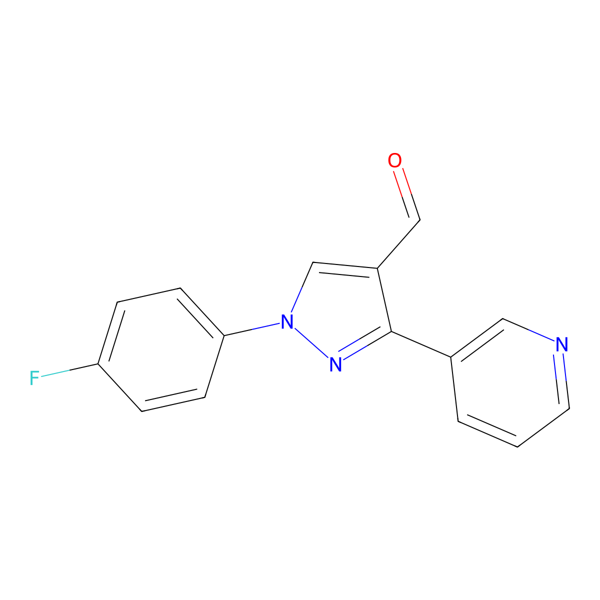 1-(4-Fluorophenyl)-3-(pyridin-3-YL)-1H-pyrazole-4-carbaldehyde molecular structure, CAS 618101-63-6