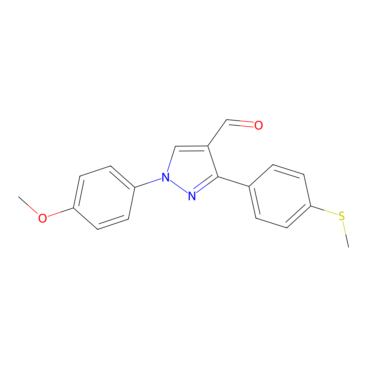 1-(4-Methoxyphenyl)-3-(4-(methylsulfanyl)phenyl)-1H-pyrazole-4-carbaldehyde molecular structure, CAS 618101-66-9