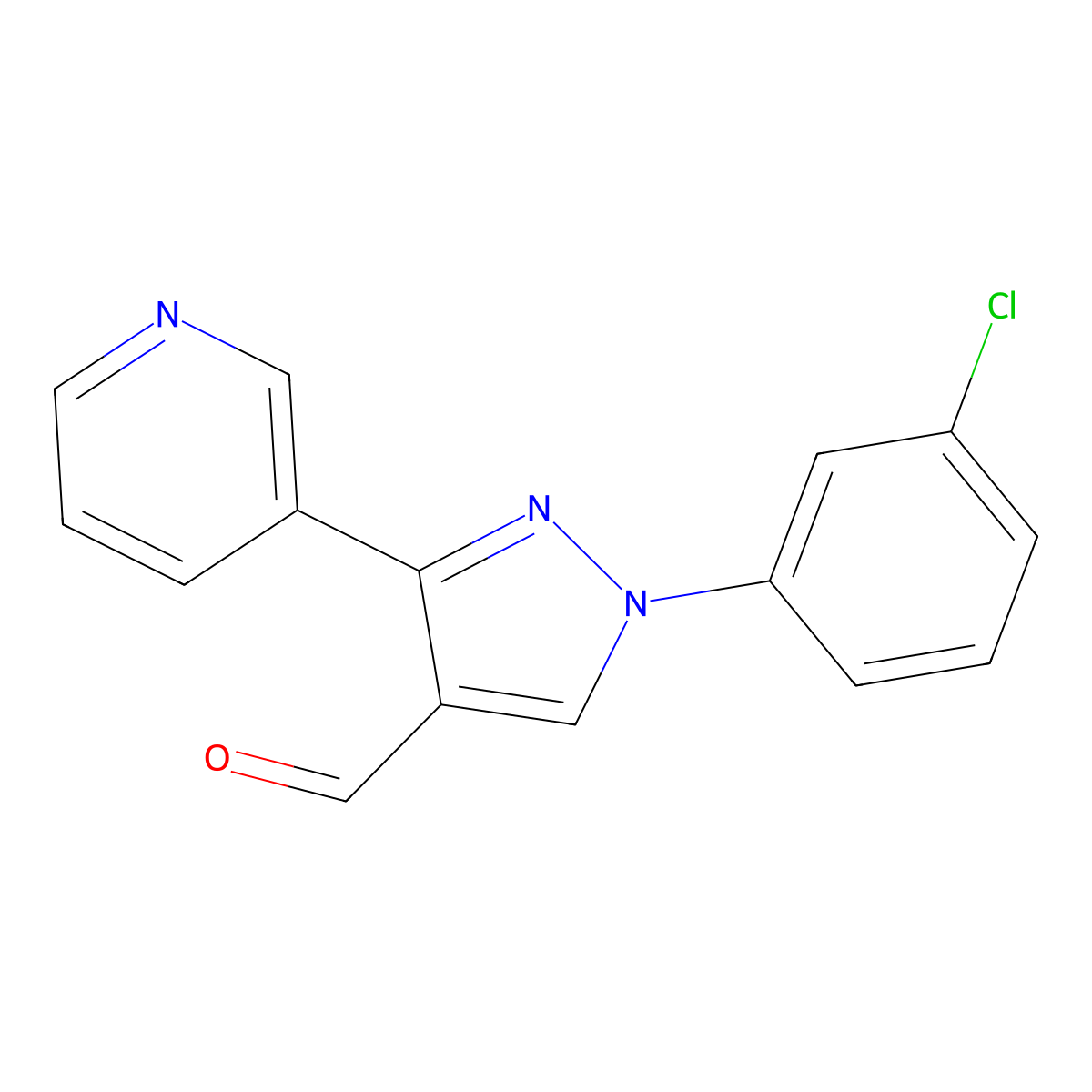 1-(3-Chlorophenyl)-3-(pyridin-3-YL)-1H-pyrazole-4-carbaldehyde molecular structure, CAS 618101-73-8