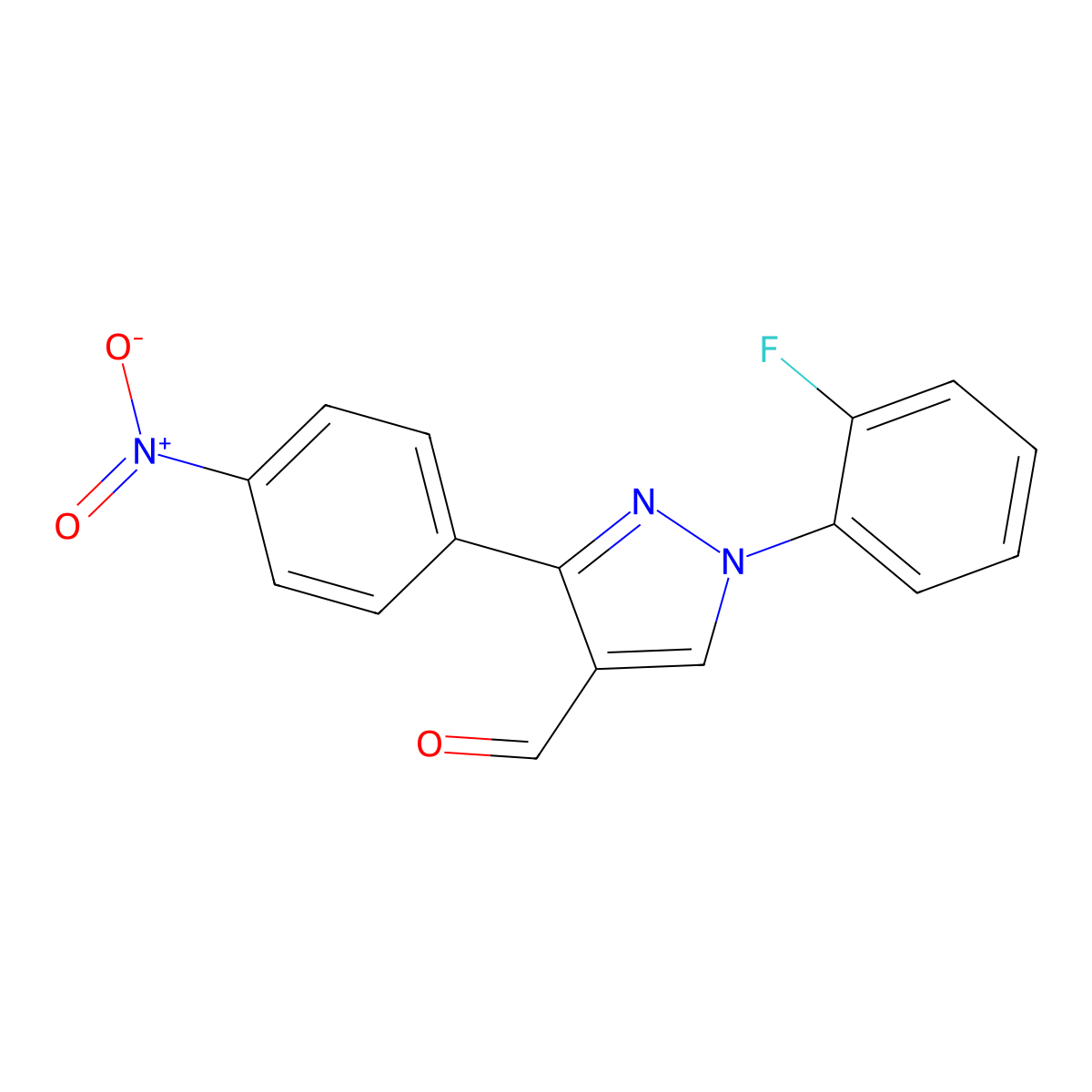 1-(2-Fluorophenyl)-3-(4-nitrophenyl)-1H-pyrazole-4-carbaldehyde molecular structure, CAS 618101-78-3