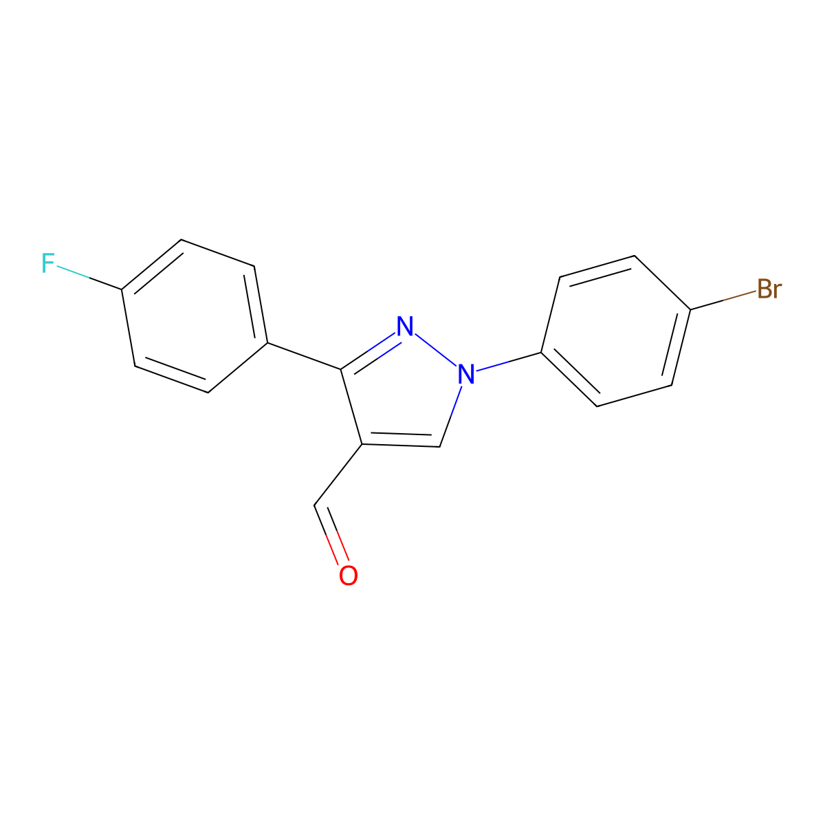 1-(4-bromophenyl)-3-(4-fluorophenyl)-1H-pyrazole-4-carbaldehyde molecular structure, CAS 618101-81-8