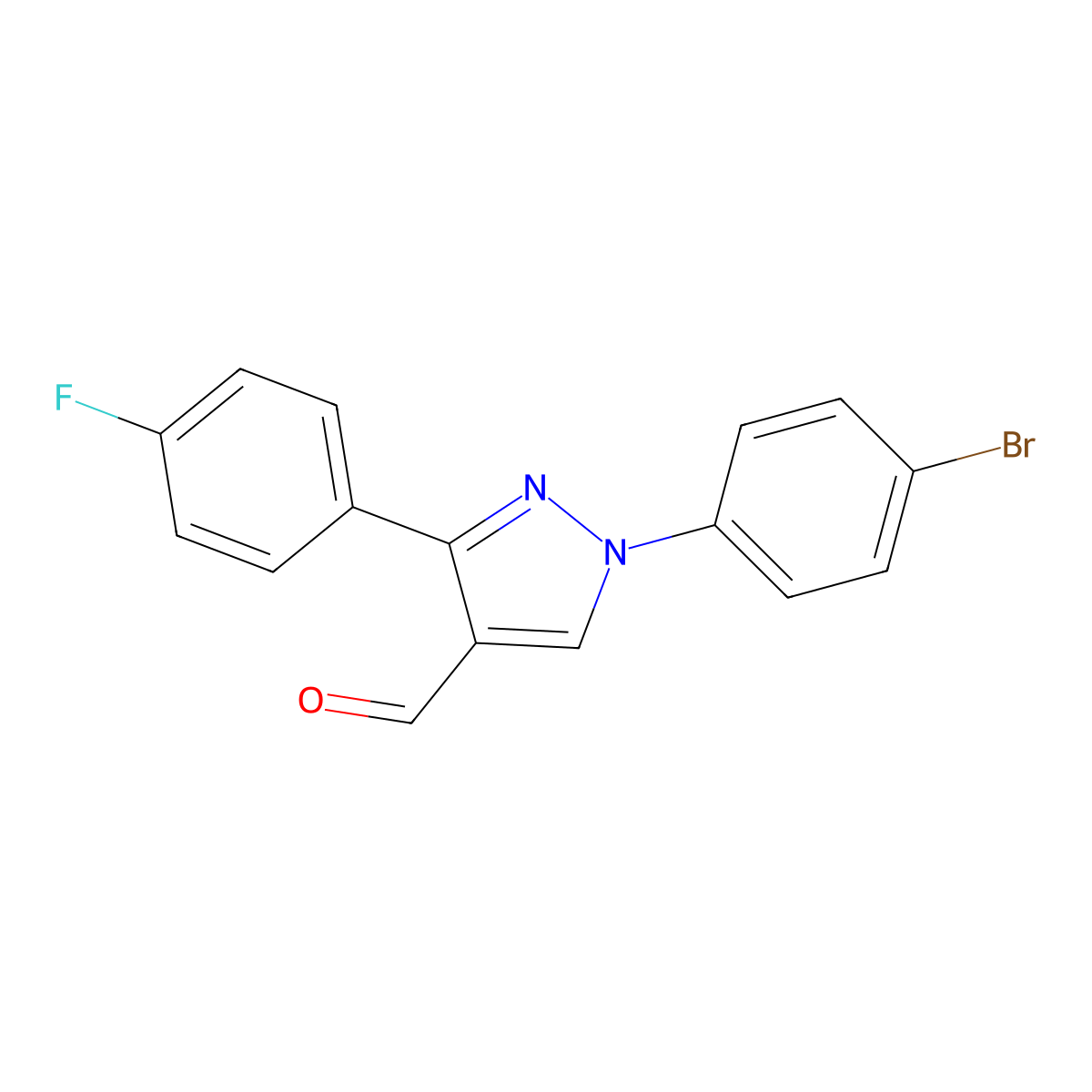 1-(4-bromophenyl)-3-(4-fluorophenyl)-1H-pyrazole-4-carbaldehyde molecular structure, CAS 618101-81-8