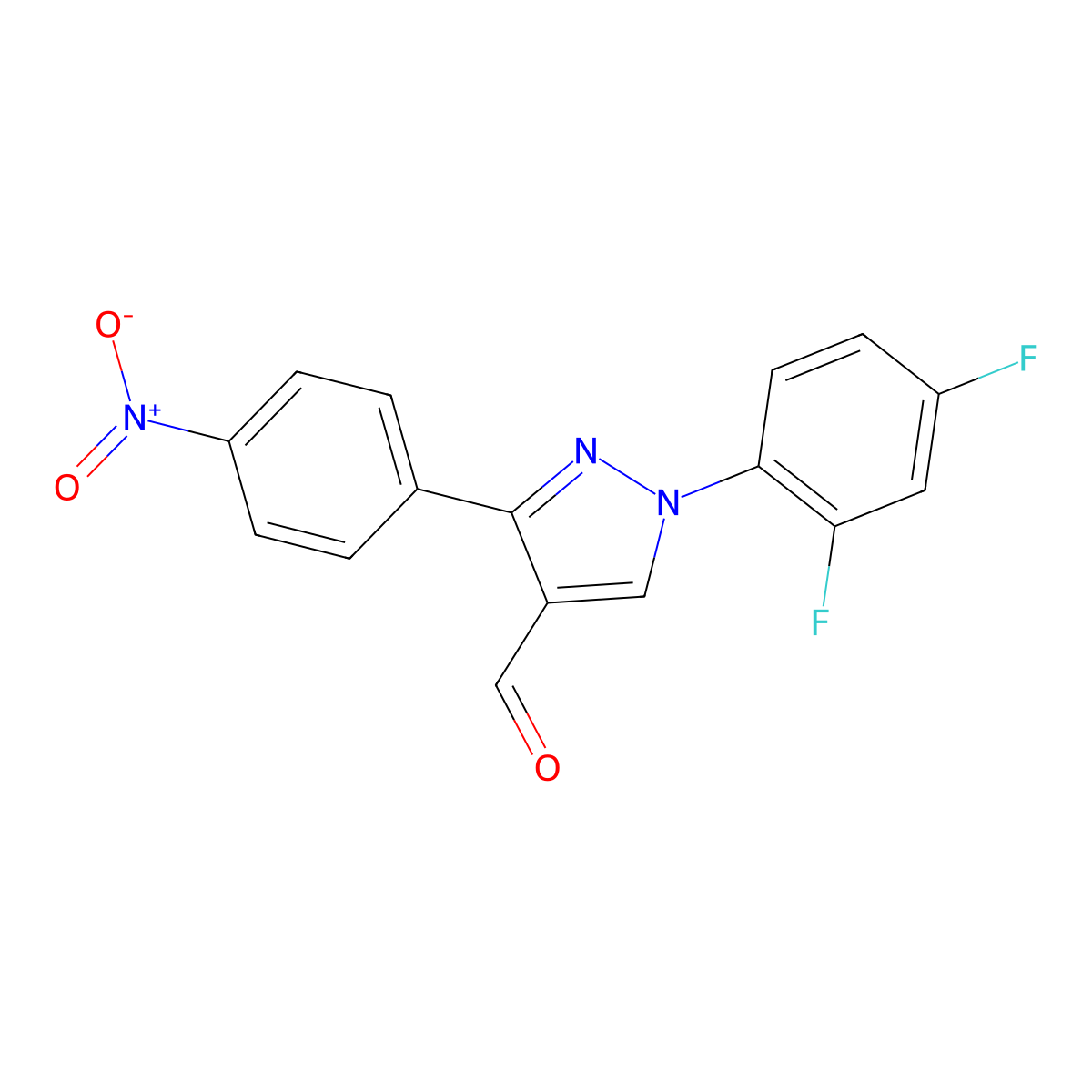 1-(2,4-difluorophenyl)-3-(4-nitrophenyl)-1H-pyrazole-4-carbaldehyde molecular structure, CAS 618101-83-0