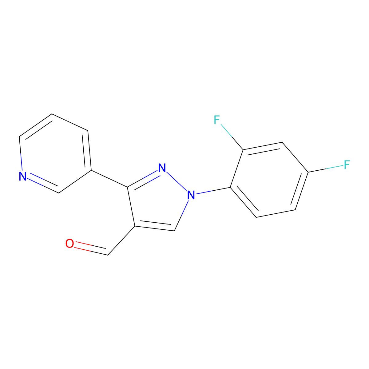 1-(2,4-Difluorophenyl)-3-(pyridin-3-YL)-1H-pyrazole-4-carbaldehyde molecular structure, CAS 618101-84-1