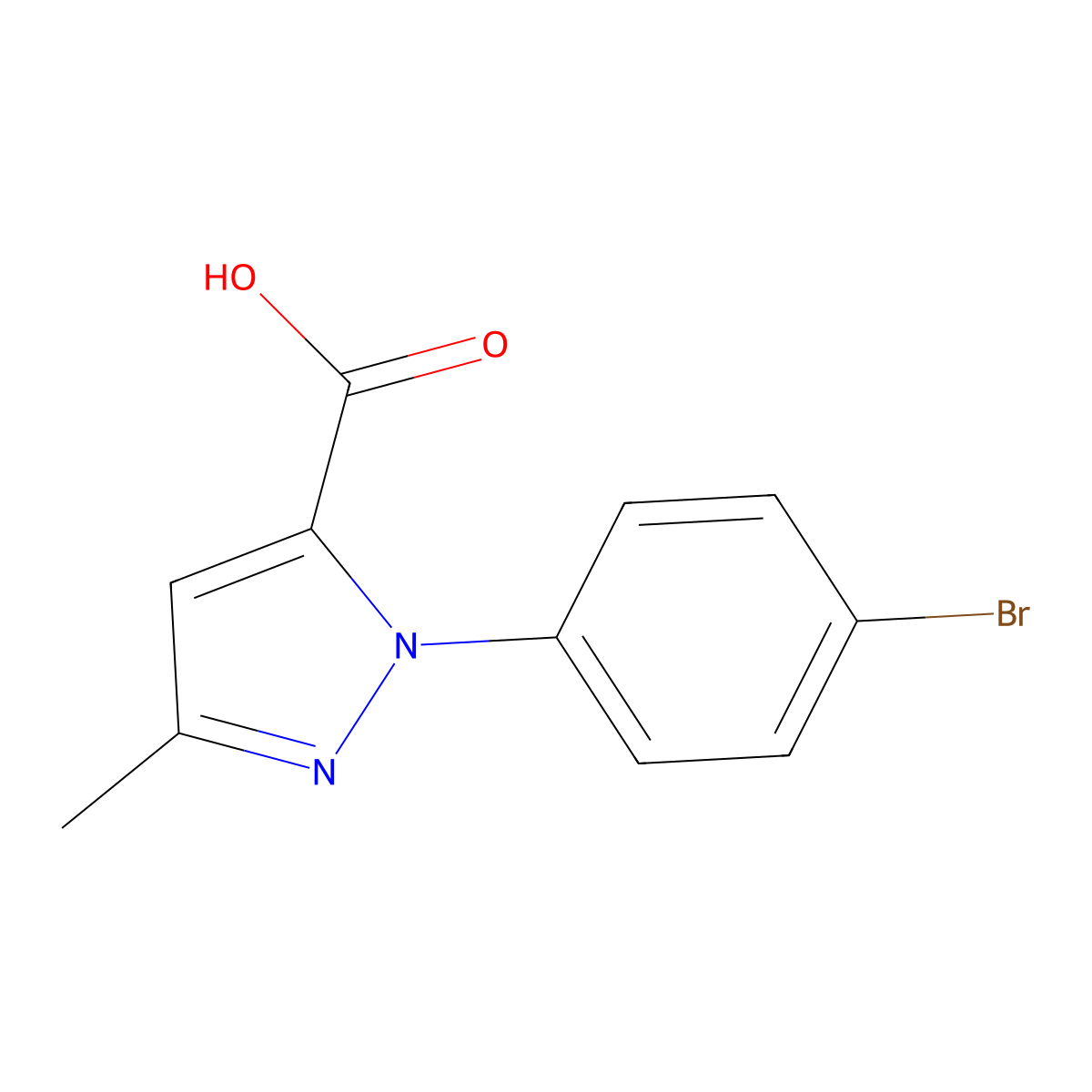 1-(4-bromophenyl)-3-methyl-1H-pyrazole-5-carboxylic acid molecular structure, CAS 618101-88-5