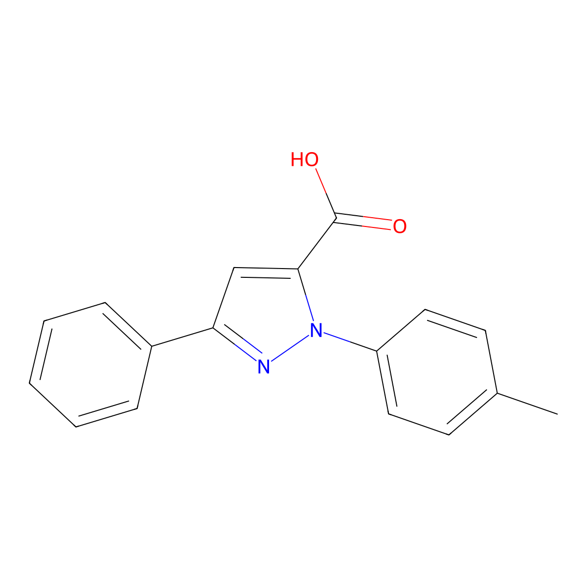3-Phenyl-1-P-tolyl-1H-pyrazole-5-carboxylic acid molecular structure, CAS 618101-89-6