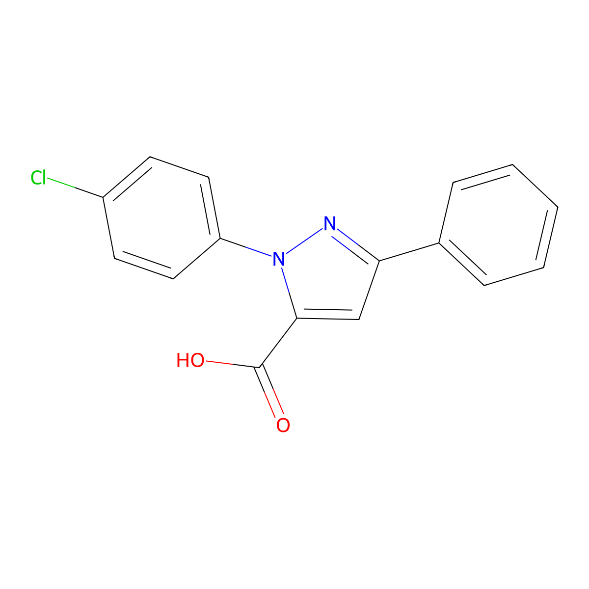 1-(4-Chlorophenyl)-3-phenyl-1H-pyrazole-5-carboxylic acid molecular structure, CAS 618101-90-9