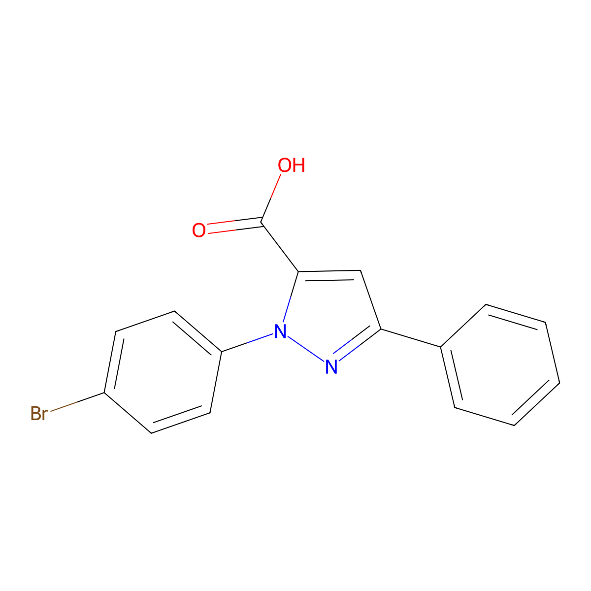 1-(4-Bromophenyl)-3-phenyl-1H-pyrazole-5-carboxylic acid molecular structure, CAS 618101-91-0