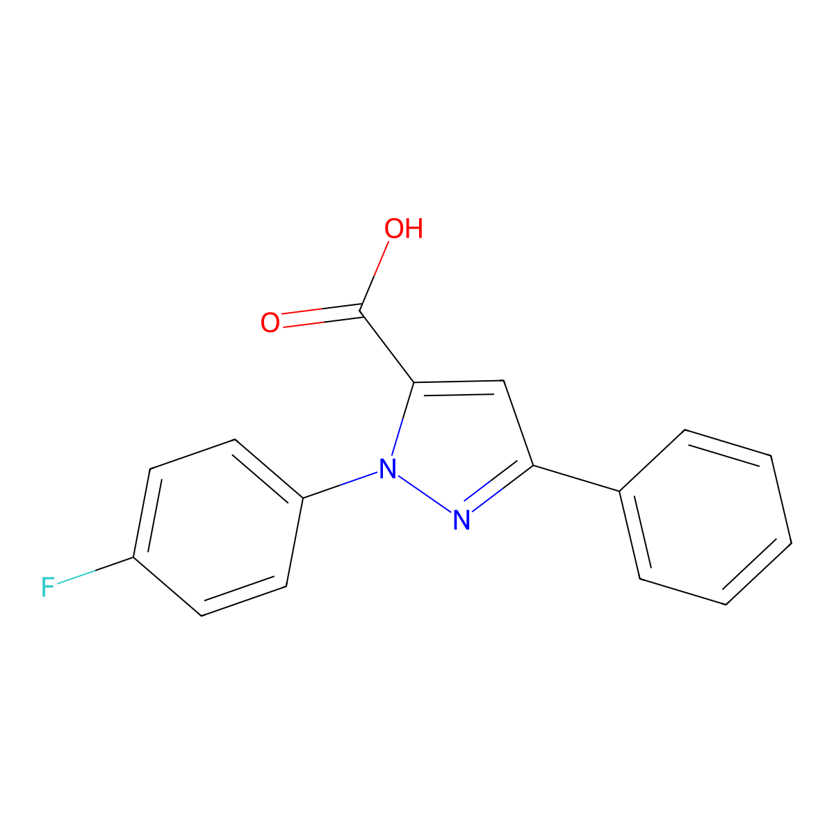 1-(4-Fluorophenyl)-3-phenyl-1H-pyrazole-5-carboxylic acid molecular structure, CAS 618101-93-2