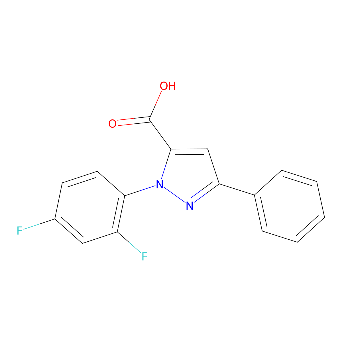 1-(2,4-Difluorophenyl)-3-phenyl-1H-pyrazole-5-carboxylic acid molecular structure, CAS 618101-96-5