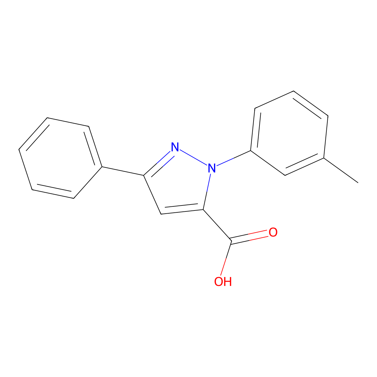 3-Phenyl-1-M-tolyl-1H-pyrazole-5-carboxylic acid molecular structure, CAS 618101-97-6