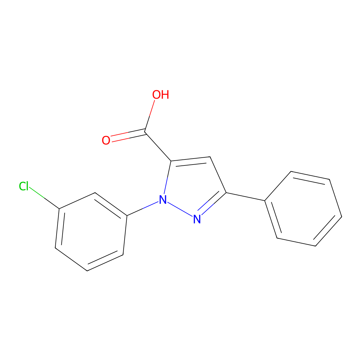 1-(3-Chlorophenyl)-3-phenyl-1H-pyrazole-5-carboxylic acid molecular structure, CAS 618101-99-8