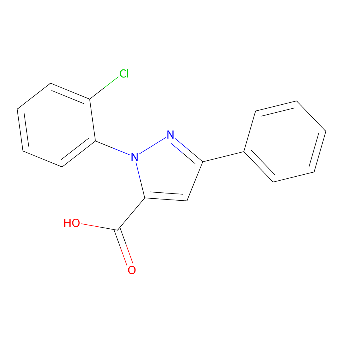 1-(2-Chlorophenyl)-3-phenyl-1H-pyrazole-5-carboxylic acid molecular structure, CAS 618102-00-4