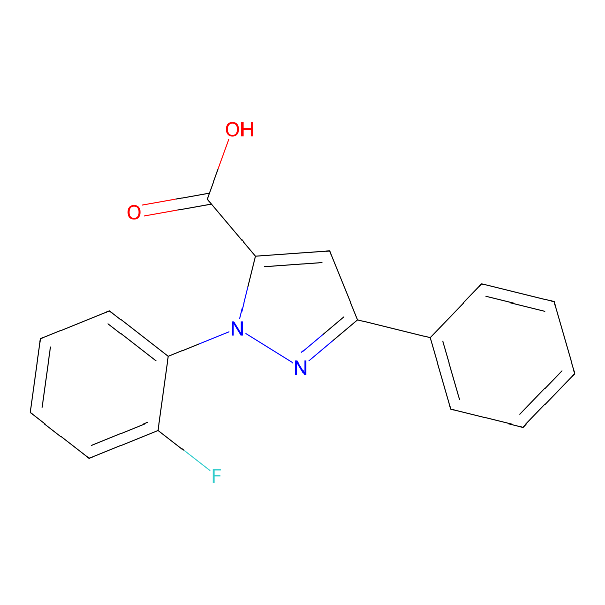 1-(2-Fluorophenyl)-3-phenyl-1H-pyrazole-5-carboxylic acid molecular structure, CAS 618102-02-6