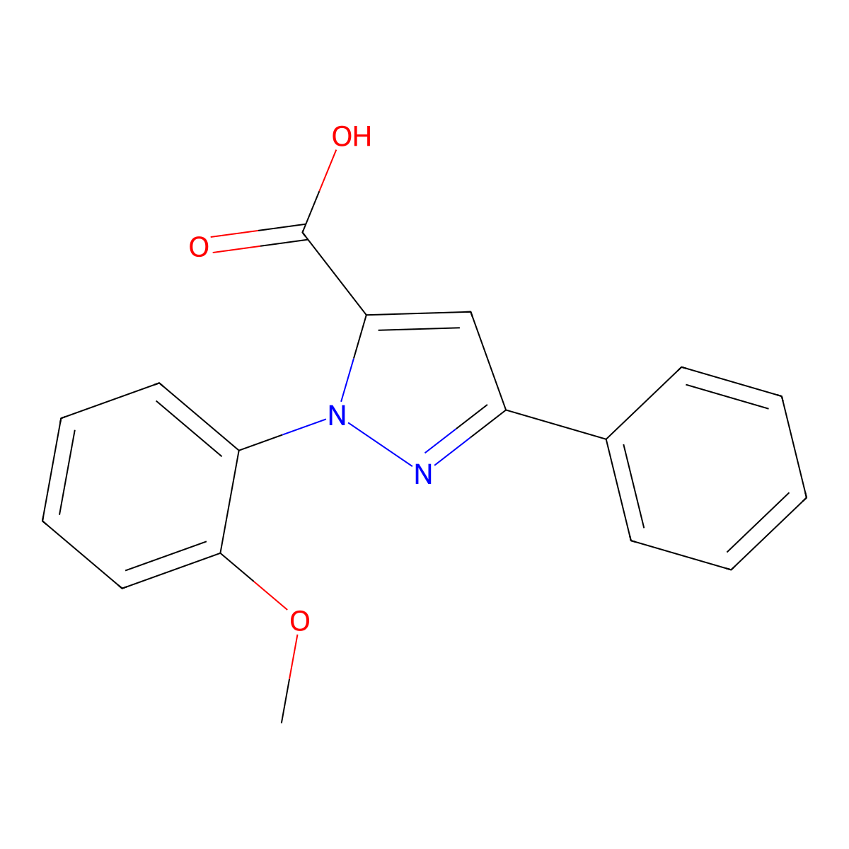 1-(2-Methoxyphenyl)-3-phenyl-1H-pyrazole-5-carboxylic acid molecular structure, CAS 618102-04-8