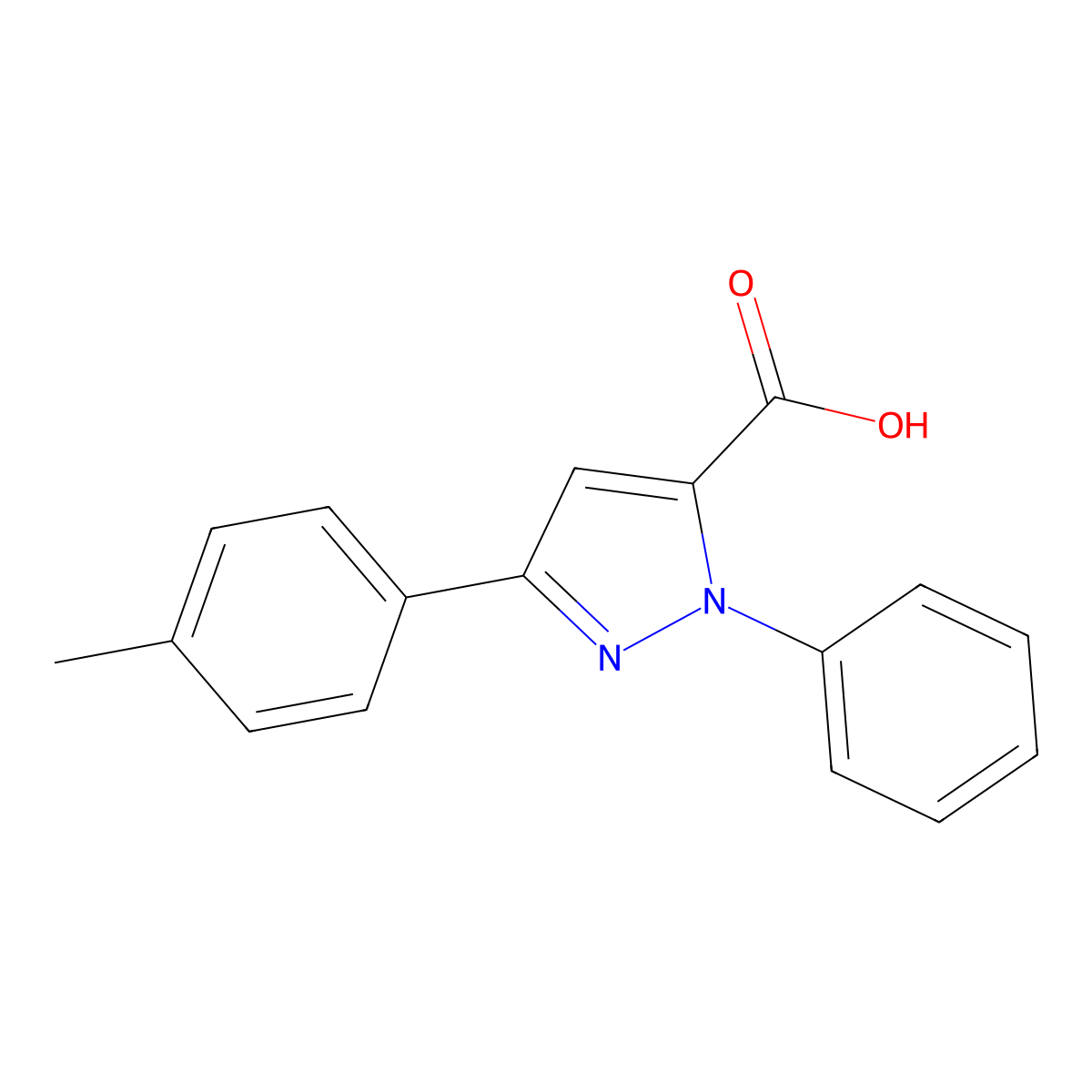1-Phenyl-3-P-tolyl-1H-pyrazole-5-carboxylic acid molecular structure, CAS 618102-06-0