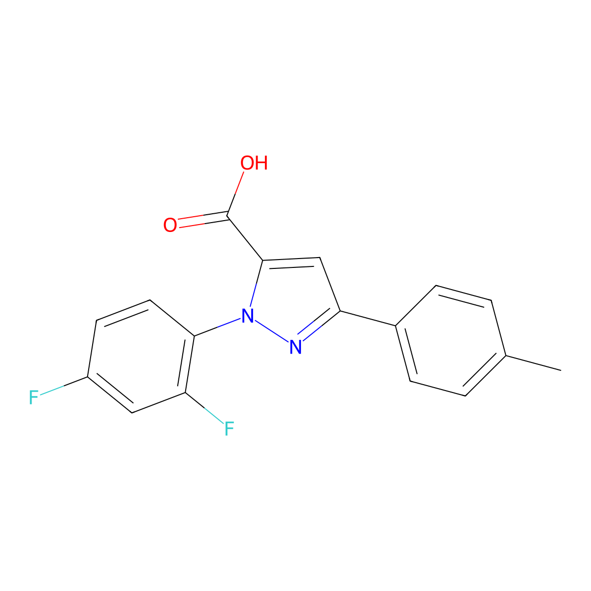 1-(2,4-Difluorophenyl)-3-p-tolyl-1h-pyrazole-5-carboxylic acid molecular structure, CAS 618102-18-4