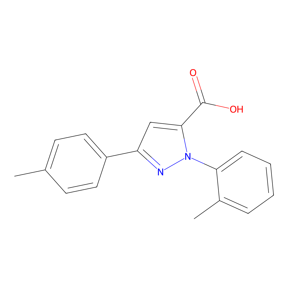 1-(2-Methylphenyl)-3-(4-methylphenyl)-1H-pyrazole-5-carboxylic acid molecular structure, CAS 618102-23-1